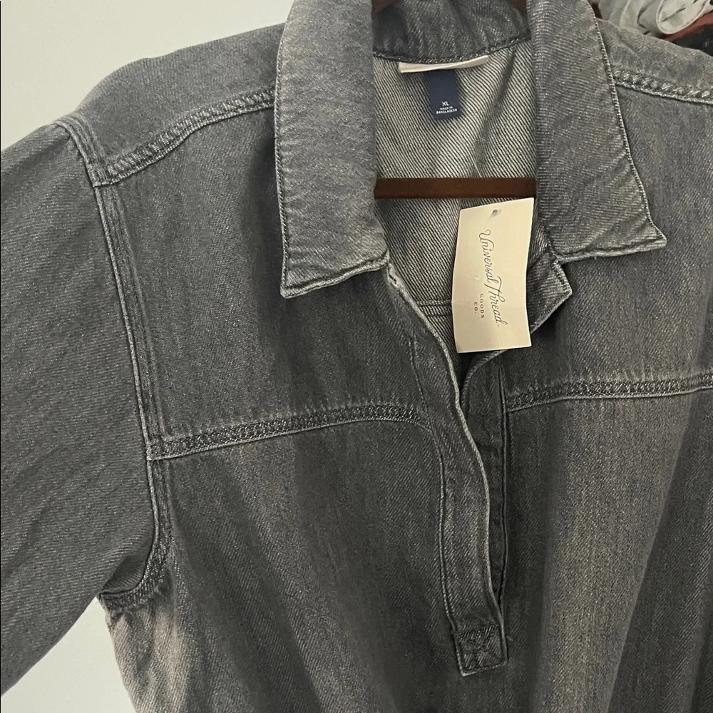 NWT- Universal Thread Charcoal Denim Mini Dress with Drawstring